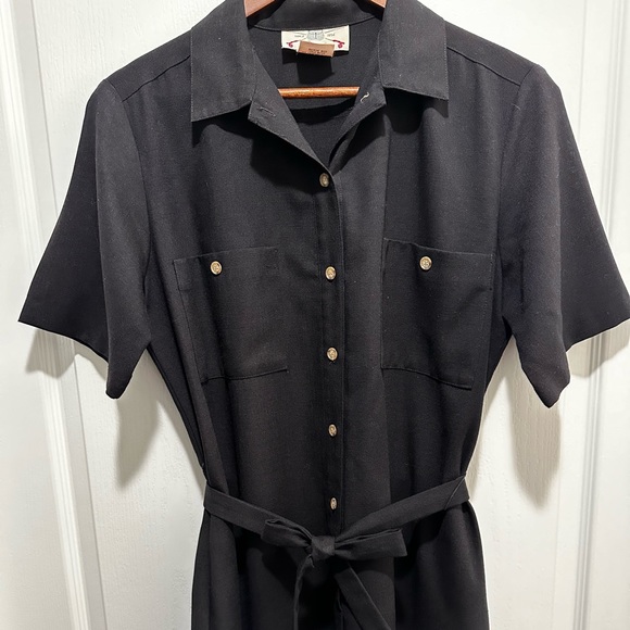 Vintage Orvis Women’s Black Long Midi Dress Button up Shirt with Pockets - Picture 7 of 14